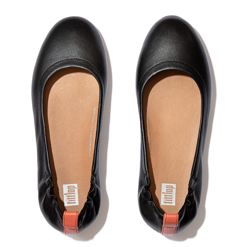 Fitflop Womens Ballet Flats Black - Allegro Pop-tab Soft Leather - UD7852346